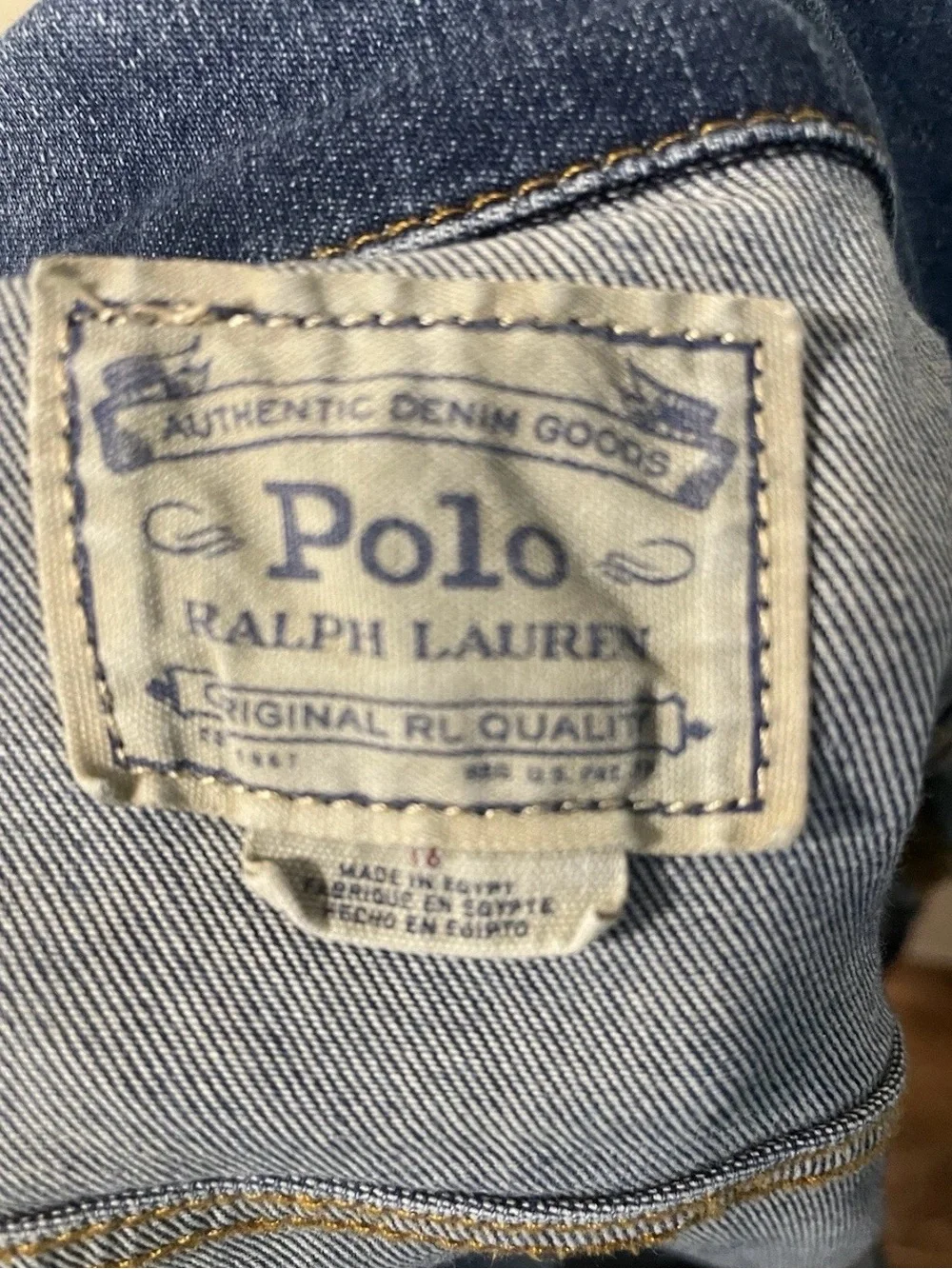 Polo‎ Ralph Lauren Denim Jean Jacket Girls Size 16 /Woman’s XS